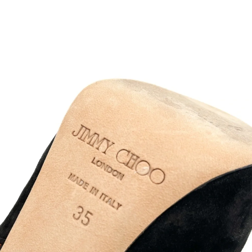 Jimmy Choo Tulip Glitter-Suede Criss Cross Platform Stiletto Heel Pumps - Picture 8 of 9